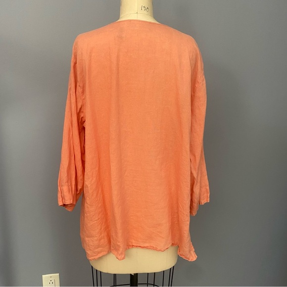 Peach Linen Blouse – Size 1X -Liz Claiborne Woman - Picture 3 of 5